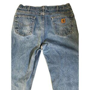 2/$30 Carhartt Jeans Denim Blue Mens 38x31.5 Straight Leg Relaxed Fit M Wash 5 P